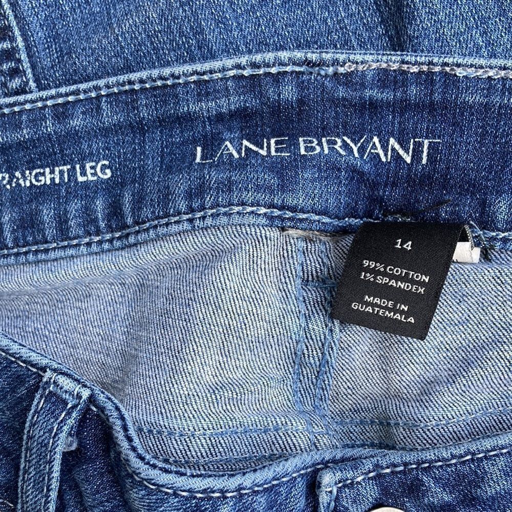 Lane Bryant Distressed Raw Frayed Hem Five Pocket Straight Leg Jeans Size 14 - Picture 9 of 14